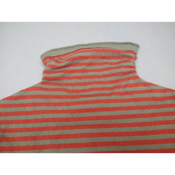 Duluth Trading L Turtleneck Striped Sweater Shirt Coolmax Long Sleeve Red Tan - Picture 3 of 7